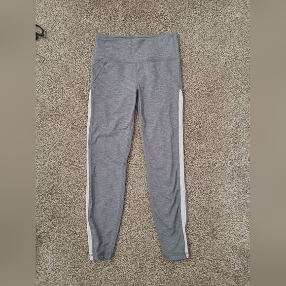 Athleta Chaturanga Striped Mesh Side Athletic Leggings - Picture 2 of 6